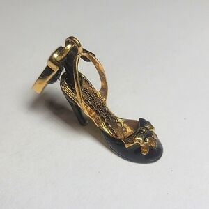 Y2k Vintage Juicy Couture Gold & Black High heeled Shoes Bracelet Charm